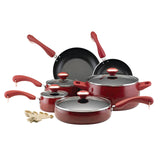 Paula Deen Signature Porcelain 15-Piece Nonstick Cookware Set, Red/Black
