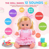 Baby Doll Toys Set, 14 Doll Toys, 25Pcs Dolls Care Toy Playset, Toddlers Toy Doll Set Incl Cradle Crib, High Chair, Milk Bottle, Pacifier, Diaper, Baby Gift for Age 3 4 5 6+ Years Old Girls Boys